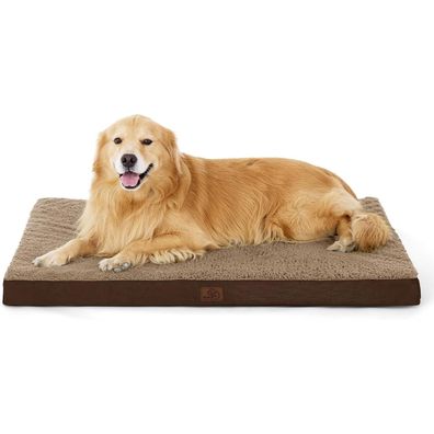 Bedsure Orthopädisches Hundebett für große Hunde, 112x81x7.6cm, braun, waschbar