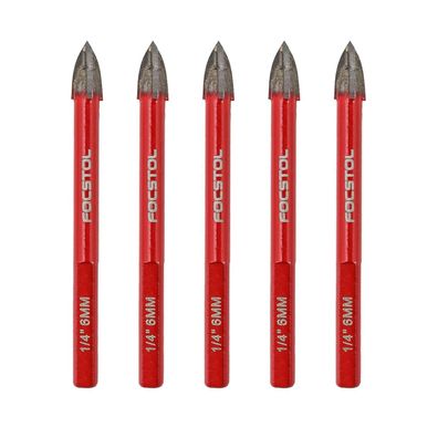 Focstol Fliesenbohrer Set 6mm - 5 Stück Hartmetallbohrer mit Dreikantschaft für