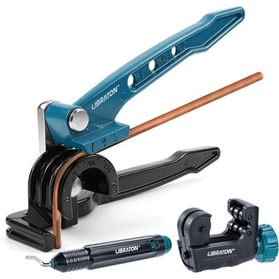 Libraton 3-in-1 Rohrbieger-Set mit Rohrschneider und Entgrater für Kupfer