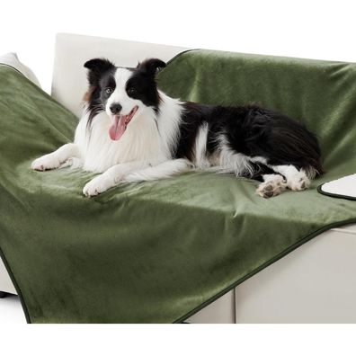 Lesure wasserdichte Hundedecke XL (152x127cm) Olivgrün - Sherpa Fleece