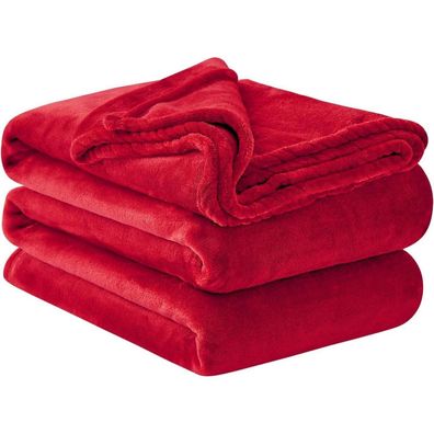 Aisbo Kuscheldecke Rot 220x240 cm XXL - Flauschige, warme Fleecedecke für Sofa