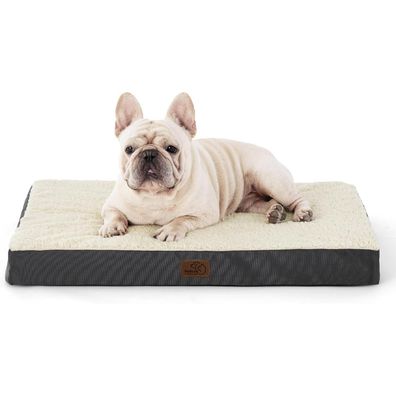 Bedsure Orthopädisches Hundebett für kleine Hunde, 76x51x7.6cm, Grau/Beige