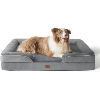 Bedsure Orthopädisches Hundebett L-Plus, 97x71 cm, Grau - Ergonomisches