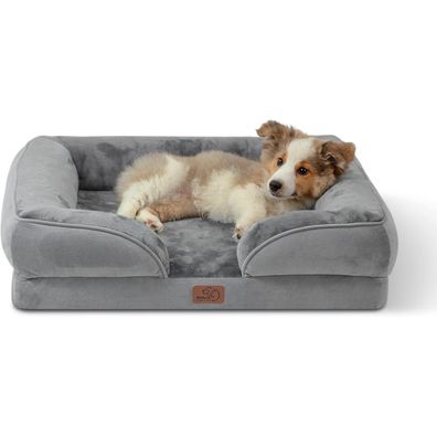 Bedsure Orthopädisches Hundebett Ergonomisches Hundesofa Grau 71x58 cm mit
