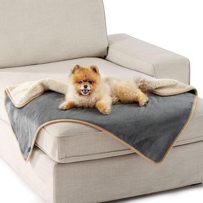Lesure wasserdichte Hundedecke Sherpa Fleece, 80x60cm, waschbar, Grau S