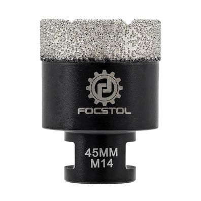 Focstol Diamant Fliesenbohrer 45mm Vakuumgelötet mit M14 Gewinde für Porzellan