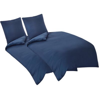 Aisbo Bettwäsche 135x200 cm 4-teilig Blau Mikrofaser Bettwäsche-Set mit