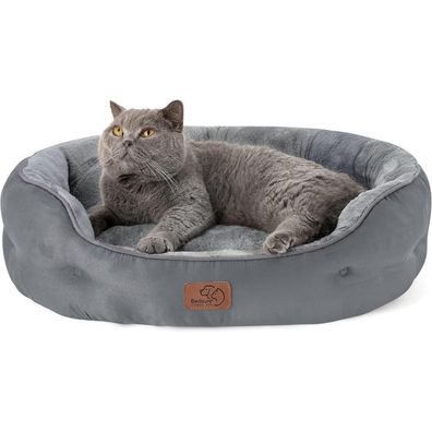 Bedsure Katzenbett Grau, waschbar, 63x53x20cm, mit herausnehmbarem Kissen für