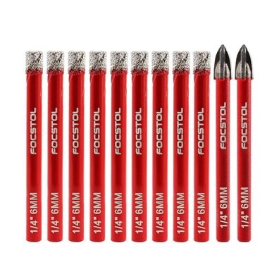 Focstol Diamant Fliesenbohrer Set (10tlg.) - 6mm Bohrkrone für Keramik
