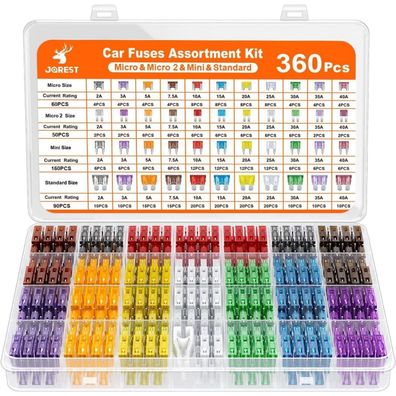 Jorest 360-teiliges Kfz-Sicherungssatz: Mini, Standard, Micro und Micro2
