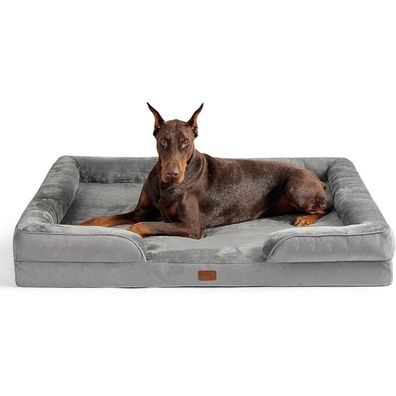 Bedsure Orthopädisches Hundebett, Ergonomisches Hundesofa 134x106 cm, Grau