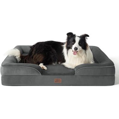 Bedsure Orthopädisches Hundebett Ergonomisches Hundesofa 89x63 cm Dunkelgrau L