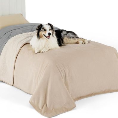 Lesure wasserdichte Hundedecke Sherpa Fleece, 152x203cm, waschbar, Sofaschutz