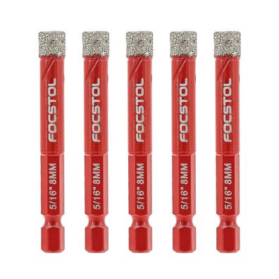 Focstol Diamant Fliesenbohrer 8mm (5er Pack) mit Schnellwechsel-Sechskantschaft