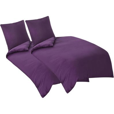 Aisbo Mikrofaser Bettwäsche Set 135x200 cm, 4-teilig, Lila, mit Reißverschluss