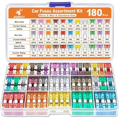 JOREST 180tlg Kfz Sicherung Set: 60 Micro, 60 Mini, 60 Standard Sicherungen