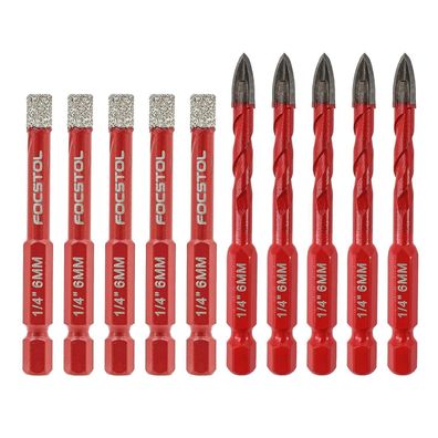 Focstol Diamant & Hartmetall Fliesenbohrer Set, 10tlg. 6mm