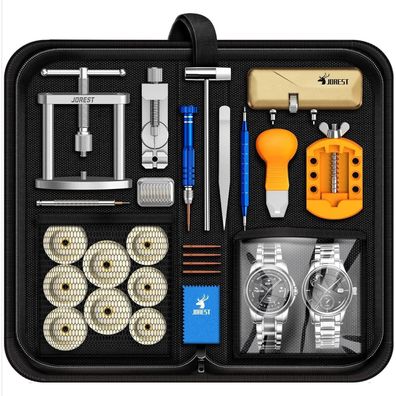 JOREST Uhrenwerkzeug Set mit Uhrenpresse - Professionelles Reparatur- und