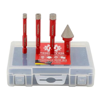 Focstol Diamant Fliesenbohrer Set 6/8/10mm Lochsäge + 20mm Fasenbohrer mit