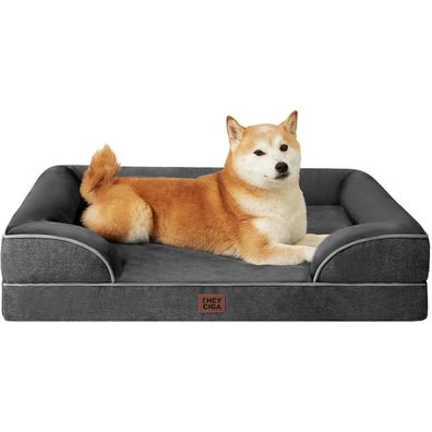 Eheyciga Orthopädisches Hundebett L 89x56cm aus Memory Foam, Dunkelgrau