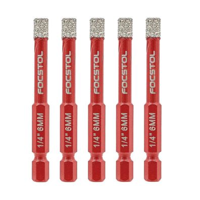 Focstol Diamant Fliesenbohrer 6mm, 5er Set, für Keramik, Porzellan, Marmor