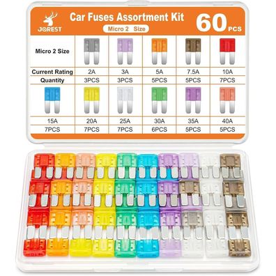 JOREST 60tlg Micro2 Sicherungen Kfz Set Auto Stecksicherung Flachsicherungen