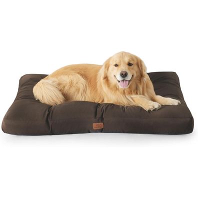 Bedsure Hundematte XXL 111x89cm, waschbar, 10cm dick, braun - Ideal für große