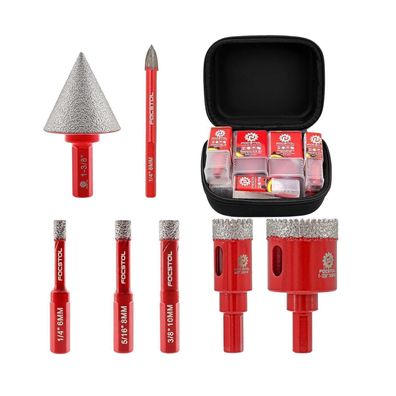 Focstol Diamant Fliesenbohrer Set - 7tlg. (6/8/10/20/35mm, Fasenbohrer