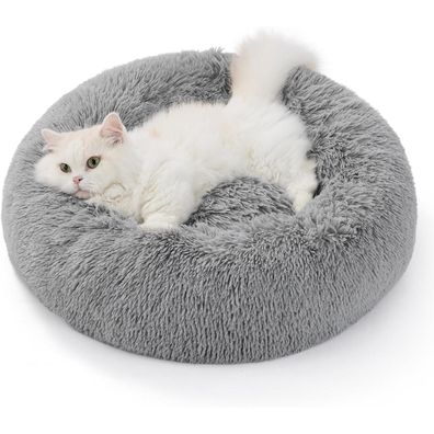 Bedsure Flauschiges Donut Katzenbett, Rundes Kuschelbett für kleine Hunde und