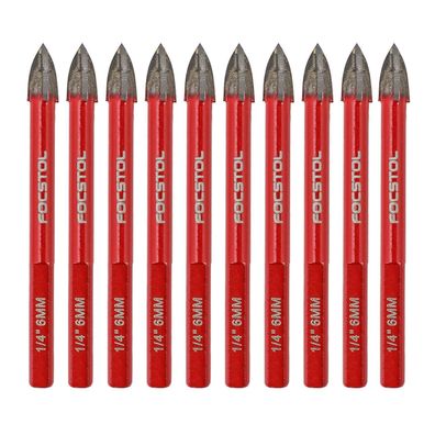Focstol 10tlg. Hartmetall Fliesenbohrer Set 6mm mit Dreikantschaft