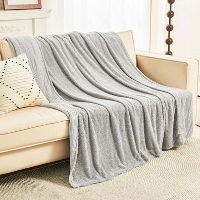 EMME Gewebte Musselin Decke Baumwolle & Fleece Sofadecke Tagesdecke 150x200 cm