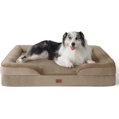 Bedsure Orthopädisches Hundebett 106x80 cm für große Hunde, Haselnussbraun
