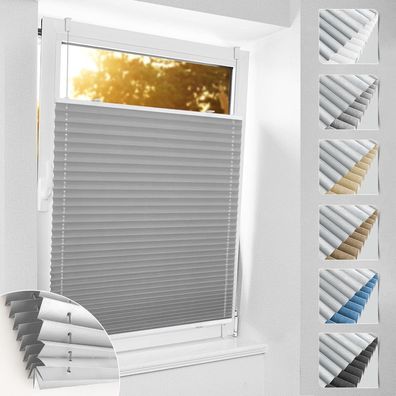 bobodeco Plissee ohne Bohren Verdunkelung Klemmfix, Hellgrau 80x130 cm, Thermo