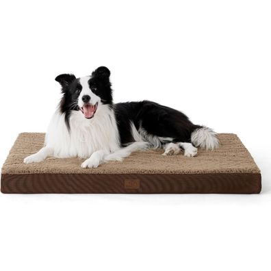 Bedsure Orthopädisches Hundebett für große Hunde, 91x69x7.6cm, braun, waschbar