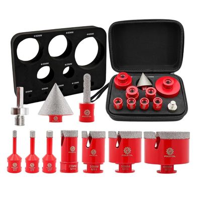 Focstol Diamant Fliesenbohrer Set, 10-teilig (6-68mm) mit Fingerfräser
