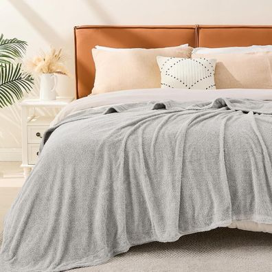 EMME Gewebte Musselin Decke Baumwolle & Fleece, 200x230 cm, Flauschig