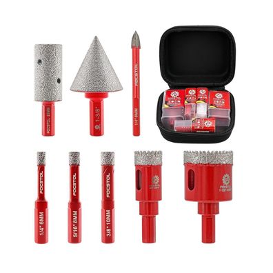 Focstol Diamant Fliesenbohrer Set 8-tlg. - Ø 6-35mm, inkl. Spezialbohrer für