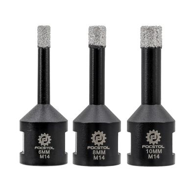 Focstol Diamant Fliesenbohrer Set (3 Stück: 6/8/10mm) mit M14 Gewinde für