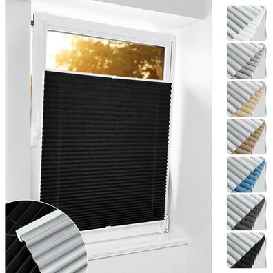 bobodeco Plissee ohne Bohren Verdunkelung Klemmfix Thermo 60x120 cm Schwarz