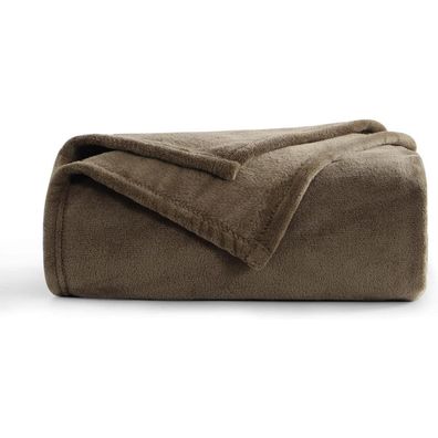 Aisbo Kuscheldecke Braun 130x150 cm - Flauschige und warme Fleecedecke für Sofa