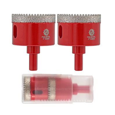 Focstol Diamant Fliesenbohrer 50mm (2 Stück) - Lochsäge mit Dreikantschaft für