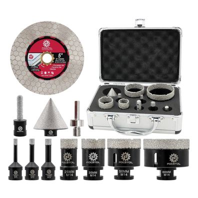Focstol Diamant Fliesenbohrer Set 11-teilig inkl. Fasenbohrer, Fingerfräser