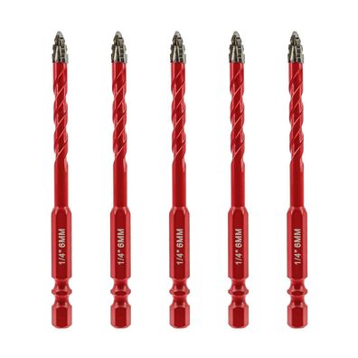 Focstol Exzenterbohrer Set 5 Stück 6mm Hartmetallbohrer mit Kreuzgezahntem