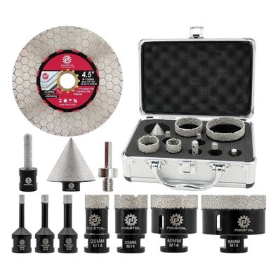 Focstol Diamant Fliesenbohrer Set, 11-teilig für Fliesen, Porzellan, Keramik