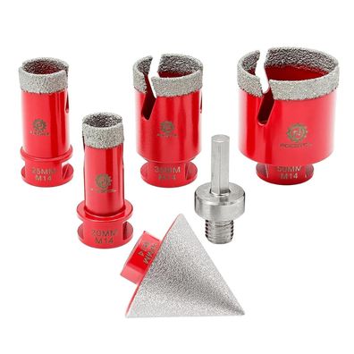 Focstol Diamant Fliesenbohrer Set 6tlg. (20-50mm) mit Fasenbohrer & Adapter