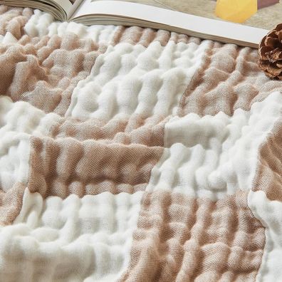 EMME Musselin Decke Kariert 150x200cm - Weiche Baumwoll-Bambus-Mischung