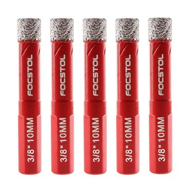 Focstol Diamant Fliesenbohrer Set - 5 Stück 10mm Vakuumgelötete Lochsäge mit