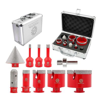 Focstol Diamant Fliesenbohrer Set, 10-teilig, für Porzellan, Keramik, Marmor