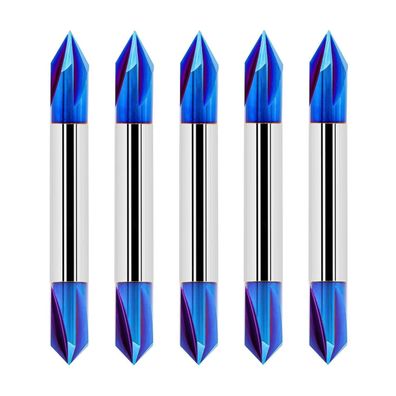 Focstol 5er Set V-Nutfräser 60/90 Grad, 6,35mm Schaft, Nano-Blau-Beschichtung