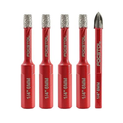 Focstol Diamant Fliesenbohrer Set - 5tlg. 6mm Diamant Lochsäge + 1x